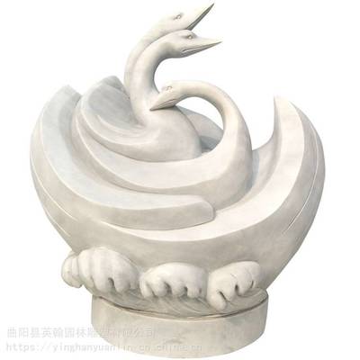英翰雕刻供应石雕天鹅 汉白玉天鹅石雕喷水天鹅 景观园林天鹅石雕动物雕塑价格